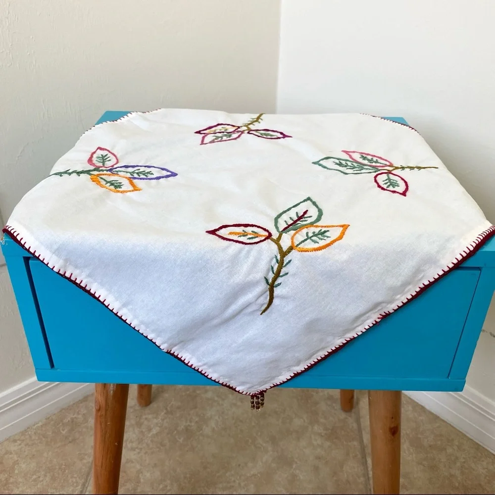 LAST CHANCE SALE! SET OF 2 Flowers Hand Embroidered Small Tablecloths